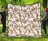 Sloths Hanging On The Tree Pattern Premium Quilt