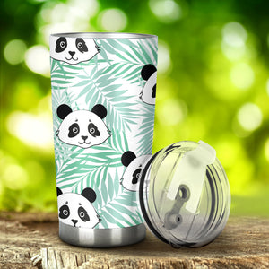Panda Pattern Tropical Leaves Background Tumbler