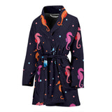 Watercolor Colorful Seahorse Pattern Women'S Bathrobe