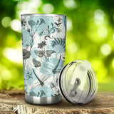 Dragonfly Butterfly Plants Insect Flower Vintage Style Pattern Tumbler