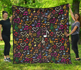 Music Notes Pattern Print Design 02 Premium Quilt