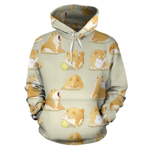 Cute Fat Shiba Inu Dog Pattern Men Women Pullover Hoodie