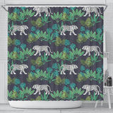 White Bengal Tigers Tropical Plant Shower Curtain Fulfilled In US