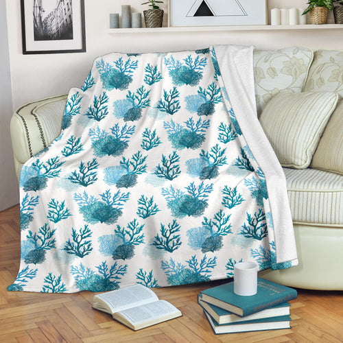 Coral Reef Pattern Print Design 04 Premium Blanket
