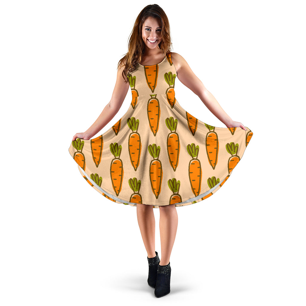 Carrot Pattern Print Design 04 Sleeveless Midi Dress