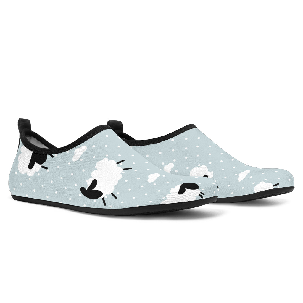 Sheep Polka Dot Cloud Pattern Aqua Shoes