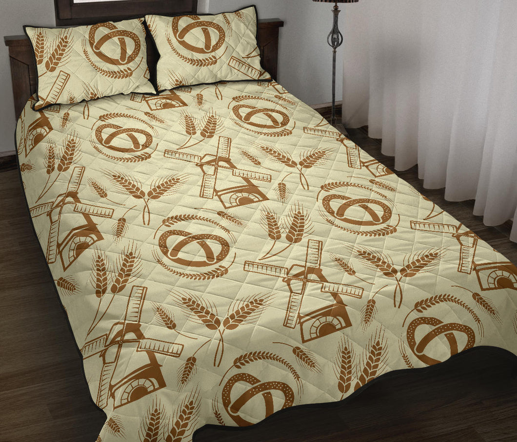 Windmill Wheat pattern Quilt Bed Set