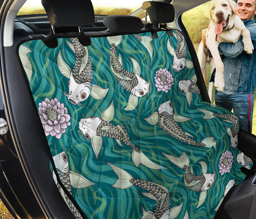 Koi Fish Carp Fish Lotus Pattern Dog Car Seat Covers