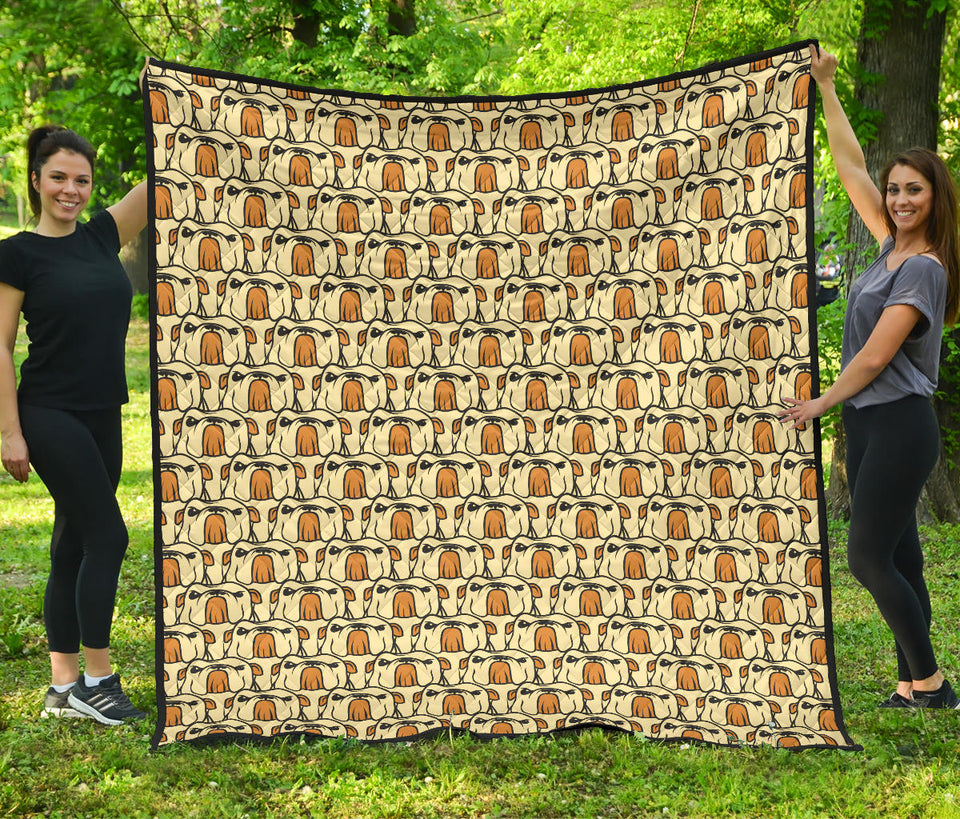 English Bulldog Pattern Print Design 02 Premium Quilt