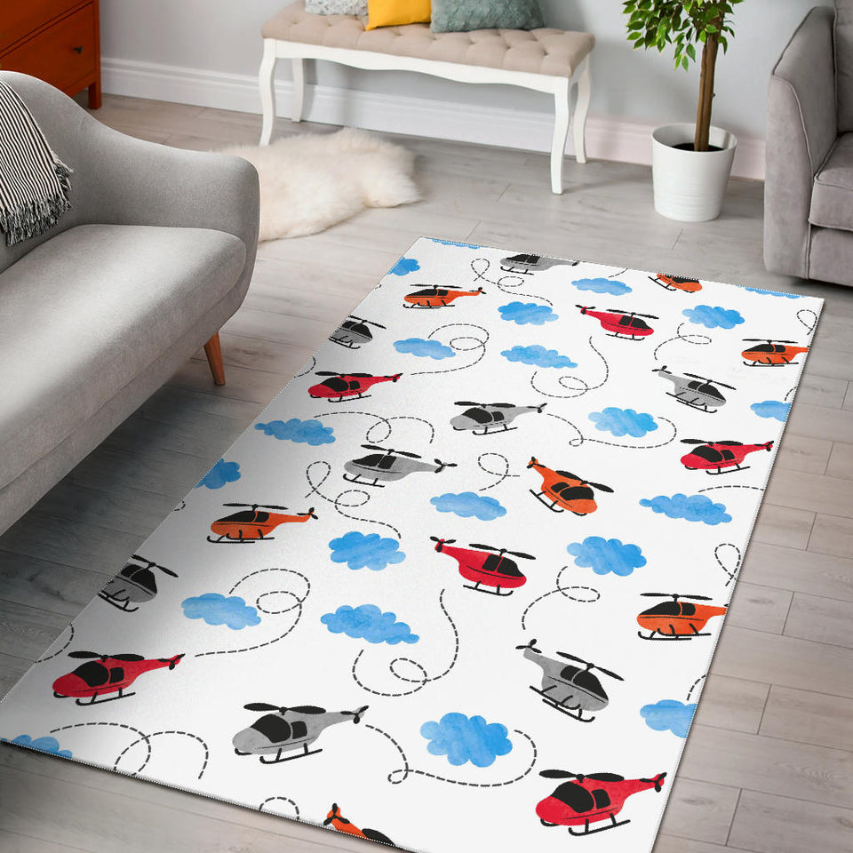 Watercolor Helicopter Cloud Pattern Area Rug