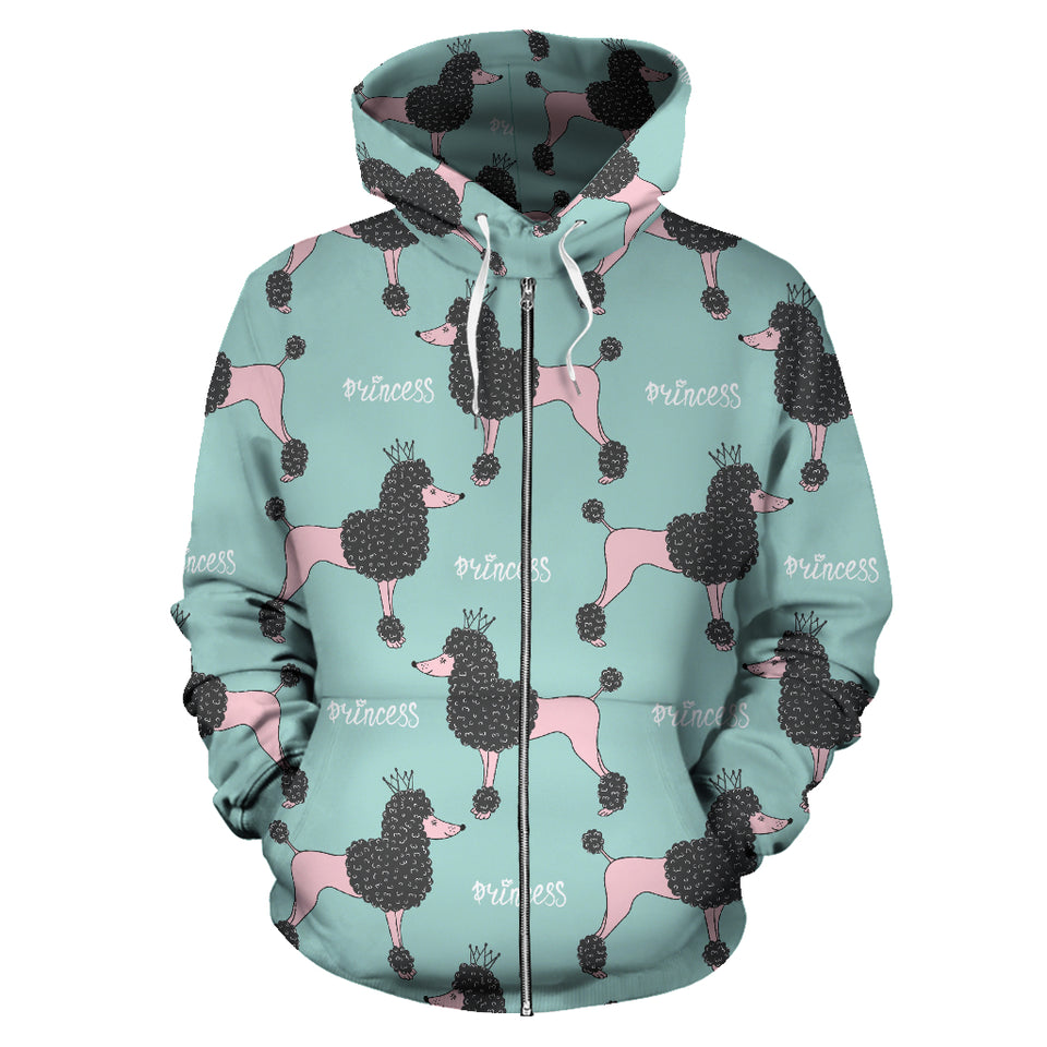 Poodle Dog Green Background Zip Up Hoodie
