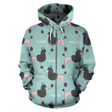 Poodle Dog Green Background Zip Up Hoodie