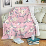 Japanese Crane Rose Pattern Premium Blanket