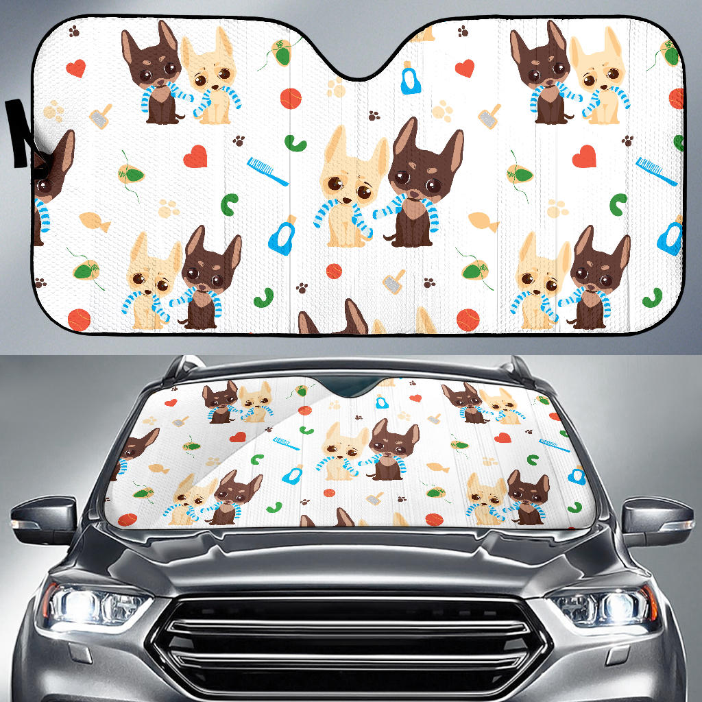 Cute Chihuahua Dog Pattern Car Sun Shade