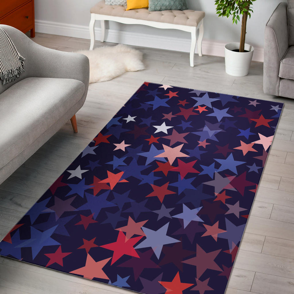 Red Blue Star Pattern Area Rug