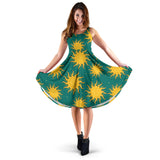Sun Green Background Sleeveless Midi Dress