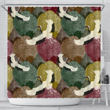Japanese Cranes Flying Forest Dot Pattern Shower Curtain Fulfilled In US