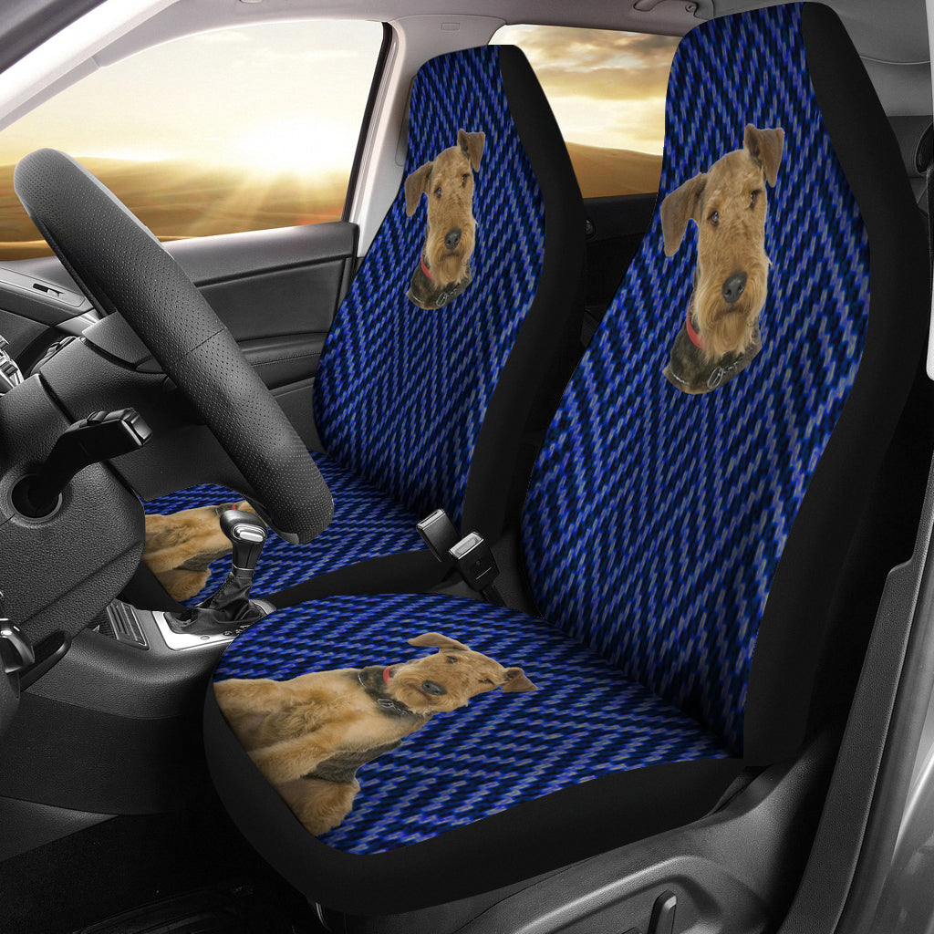 Blue Pattern And The Dog Car Seat Cover