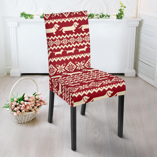 Dachshund Nordic Pattern Dining Chair Slipcover