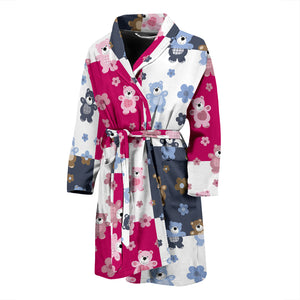 Teddy Bear Pattern Print Design 03 Men's Bathrobe