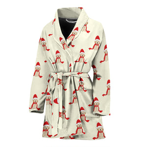 Golden Retriever Pattern Print Design 01 Women's Bathrobe