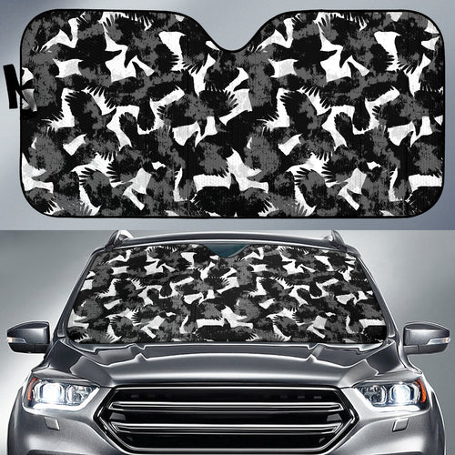 Crow Illustration Pattern Car Sun Shade