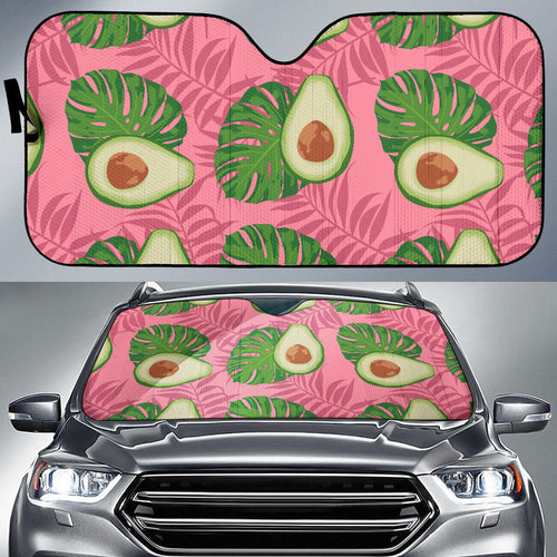 Avocado Slices Leaves Pink Back Ground Car Sun Shade