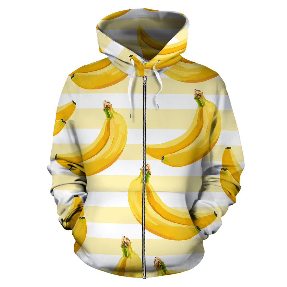 Banana Pattern Blackground Zip Up Hoodie