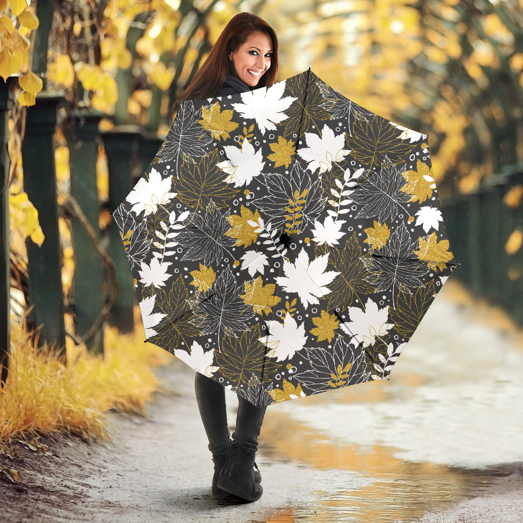 Beautiful Gold Autumn Maple Leaf Pattern Umbrella