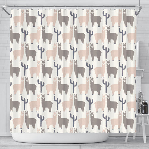 Llama Alpaca Pattern Shower Curtain Fulfilled In US