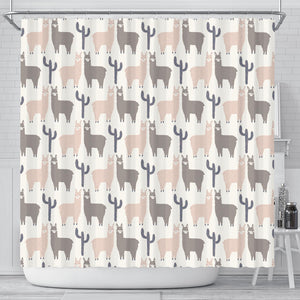 Llama Alpaca Pattern Shower Curtain Fulfilled In US
