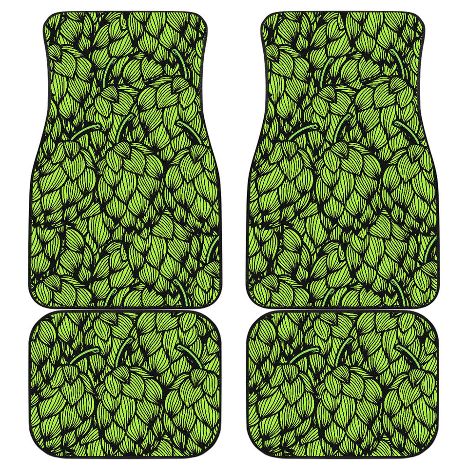 Green Hop Pattern Front And Back Car Mats