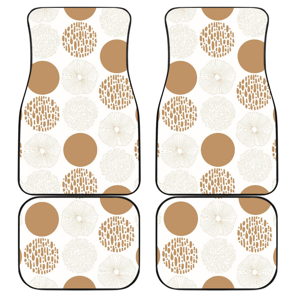 Gold Texture Mushroom Pattern Front And Back Car Mats