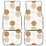 Gold Texture Mushroom Pattern Front And Back Car Mats