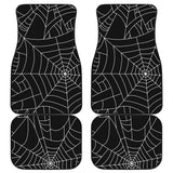 Spider Web Pattern Black Background White Cobweb Front And Back Car Mats