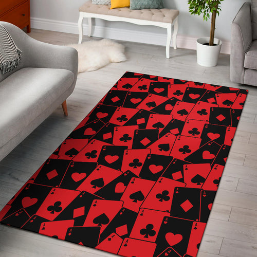 Casino Cards Suits Pattern Print Design 02 Area Rug