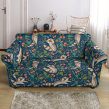 Raccoon Tropical Leaves Pattern Loveseat Couch Slipcover