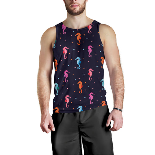 Watercolor colorful seahorse pattern Men Tank Top