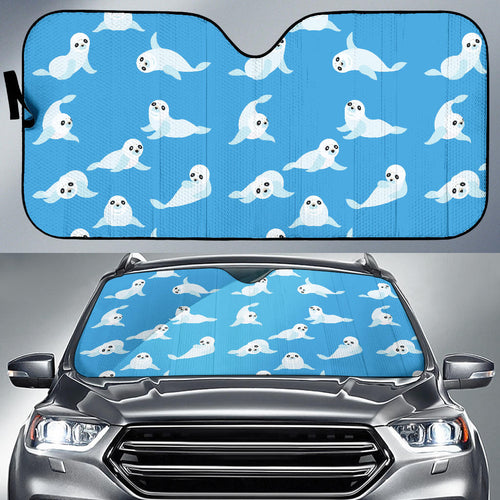 Cute Sea Lion Seal Pattern Background Car Sun Shade