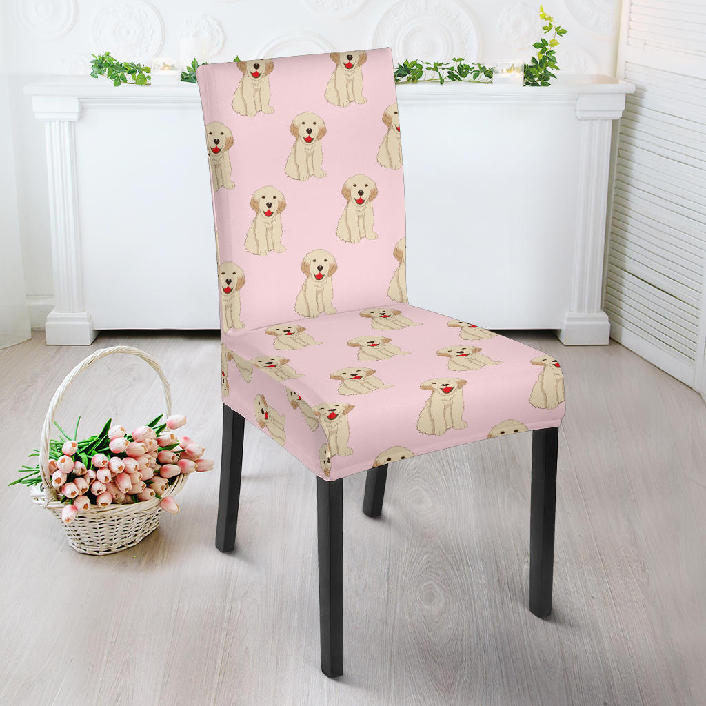 Golden Retriever Pattern Print Design 02 Dining Chair Slipcover