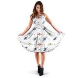 Cute Helicopter Star Pattern Sleeveless Midi Dress