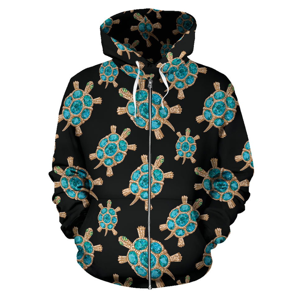 Sea Turtle Blue Stone Pattern Zip Up Hoodie