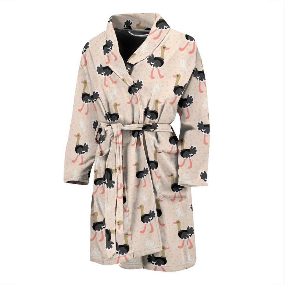 Ostrich Pattern Print Design 05 Men's Bathrobe