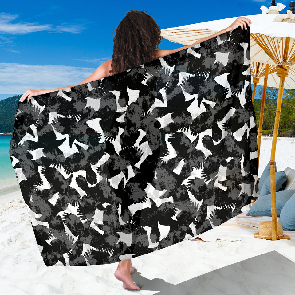 Crow Illustration Pattern Sarong