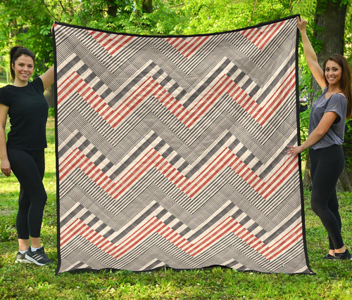 Zigzag Chevron Striped Pattern Premium Quilt