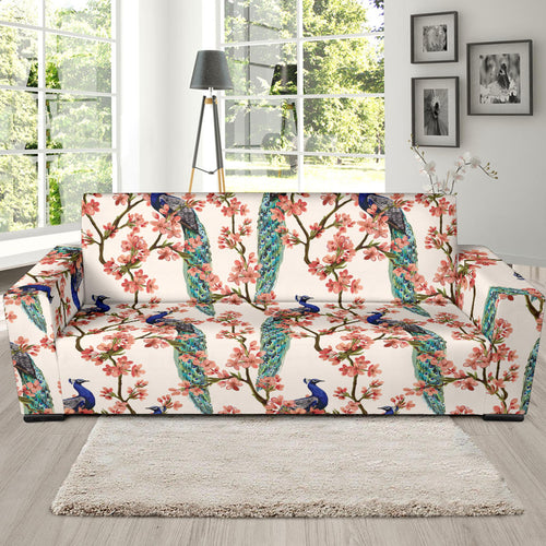 Peacock Tropical Flower Pattern Sofa Slipcover