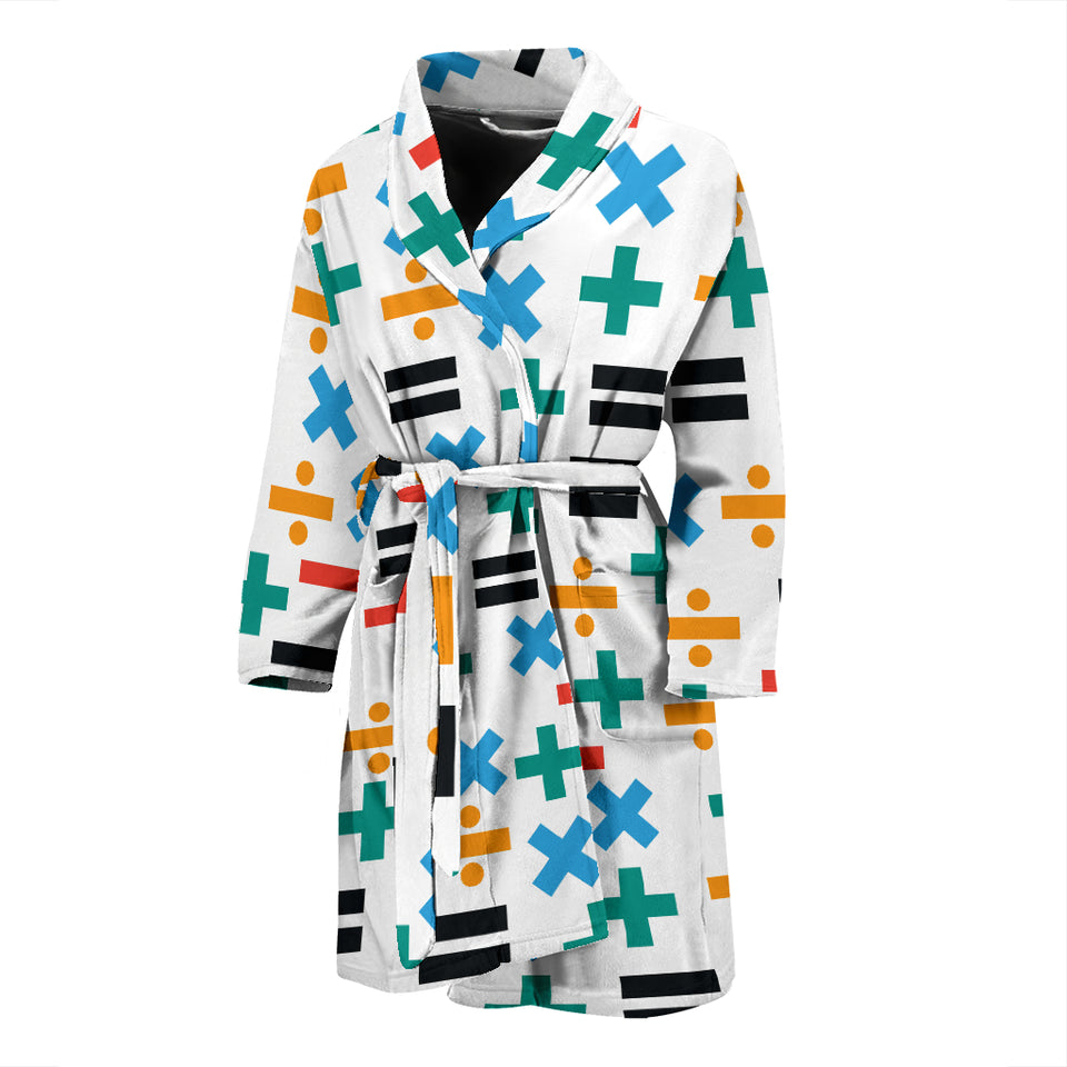 Math Pattern Print Design 05 Men's Bathrobe