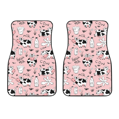 Cows Milk Product Pink Background Front Car Mats