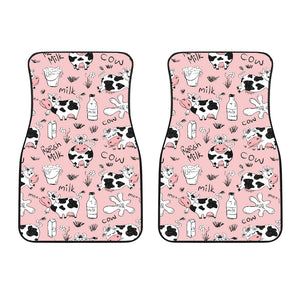 Cows Milk Product Pink Background Front Car Mats