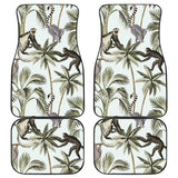 Monkey Sloth Lemur Palm Trees Pattern Front And Back Car Mats